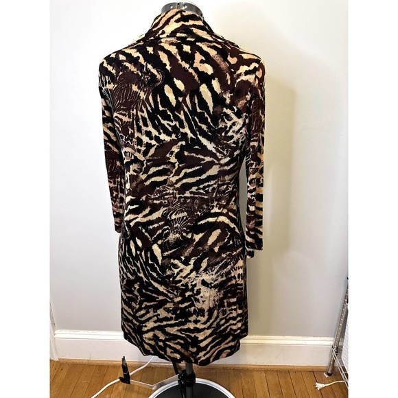 Chico's Traveler Liquid Knit Animal Print Slinky Button Up Duster/Dress, Sz M/8 - Picture 6 of 16